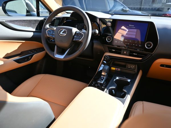 Images of 2025 Lexus NX350 SUV luxury interior, and digital dashboard