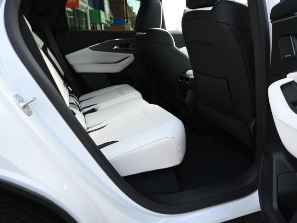 Interior cabin of the Acura ZDX showcasing ambient lighting and Bang & Olufsen® audio system