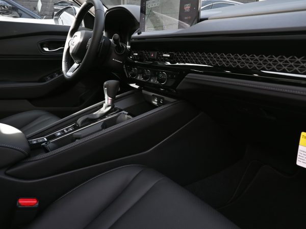 Close-up of the Accord’s digital driver display showing hybrid power flow.