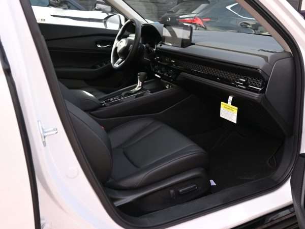Interior view of the Accord’s rear seats with USB-C ports and air vents.