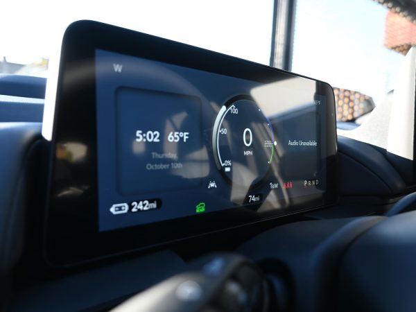 Interior of the Honda Prologue with Google built-in infotainment and minimalist design.